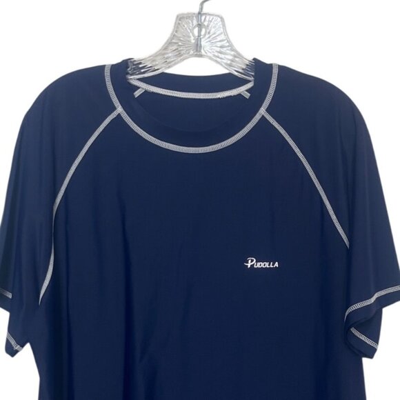 Pudolla Activewear Tshirt Swim Rashguard Mens XL Blue Workout Surfing - Picture 3 of 7